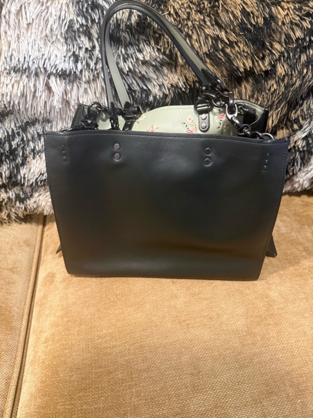Coach rogue 30 with Floral interior and kisslock pocket.